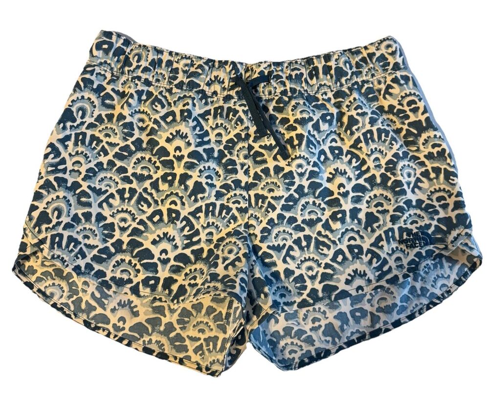The North Face Women’s L Class V Mini Shorts Blue Seashell Abstract Spellout